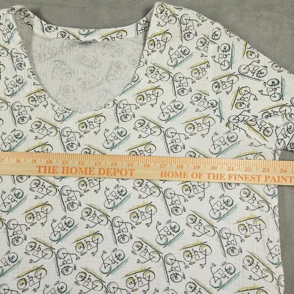 CMC Color Me Cotton Top Size XXL Bicycle Print Muslin Gauze Soft Boxy Lagenlook - Picture 8 of 9